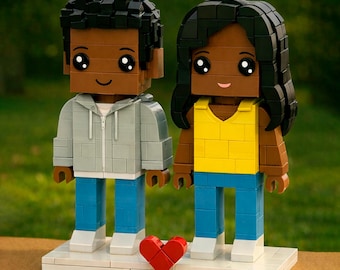 Custom Brick Figures: Personalized Couple Figurine, Unique Collector Toy