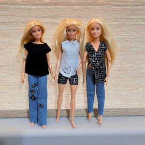 Doll Clothes Set: Top, Patch Jeans & Shorts - 11.5&quot; Fashion Doll
