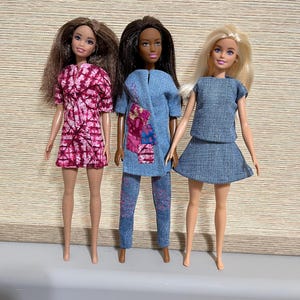 Doll Outfit Wardrobe: Denim Jacket, Pants, Top & Skirt - 11.5&quot; Fashion