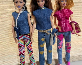 Doll Outfit Set.  Tops & Pants - 11.5" fashion doll.