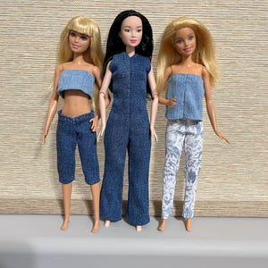 Denim Doll Outfit: Edgy Top & Shorts - For 11.5&quot; Dolls