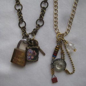 HANDMADE Chunky Charm Necklaces - Photo Frame/Lock and Key, or Vintage Electronics Resistors