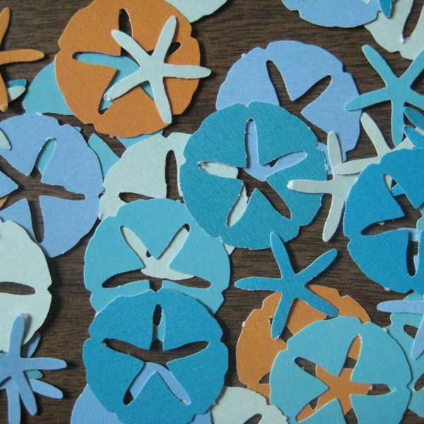 Reclaimed Paper Confetti - Sand Dollars and Starfish - orange mix