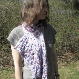 HANDMADE Purple PJ Flannel Fishnet Scarf with Button