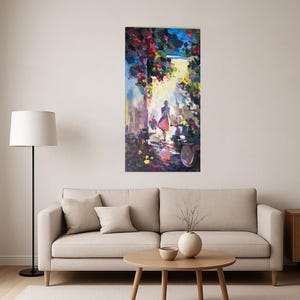 Expressive Woman Silhouette Painting: Bright Feminine Acrylic Art