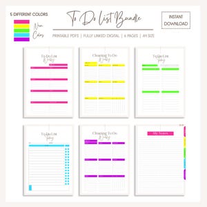 To do Liste, To Do Liste, tägliche To Do Liste, Wochenplaner, Reinigungsplan, GoodNotes, Produktivität Sommer Neons Bundle