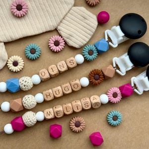Personalized Baby Pacifier Clip: Handmade Flower Dummy Chain