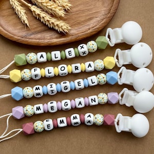 Personalized Silicone Baby Pacifier Clip: Custom Name Binky Clip