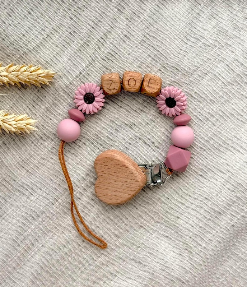 Personalized Pacifier Clip Heart Wood, Floral Baby Shower Gift Etsy — free download
