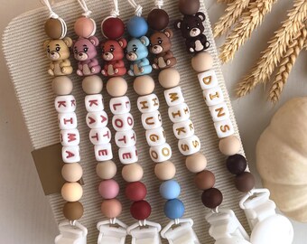 Cadena para chupete de bebé con clip de silicona personalizado