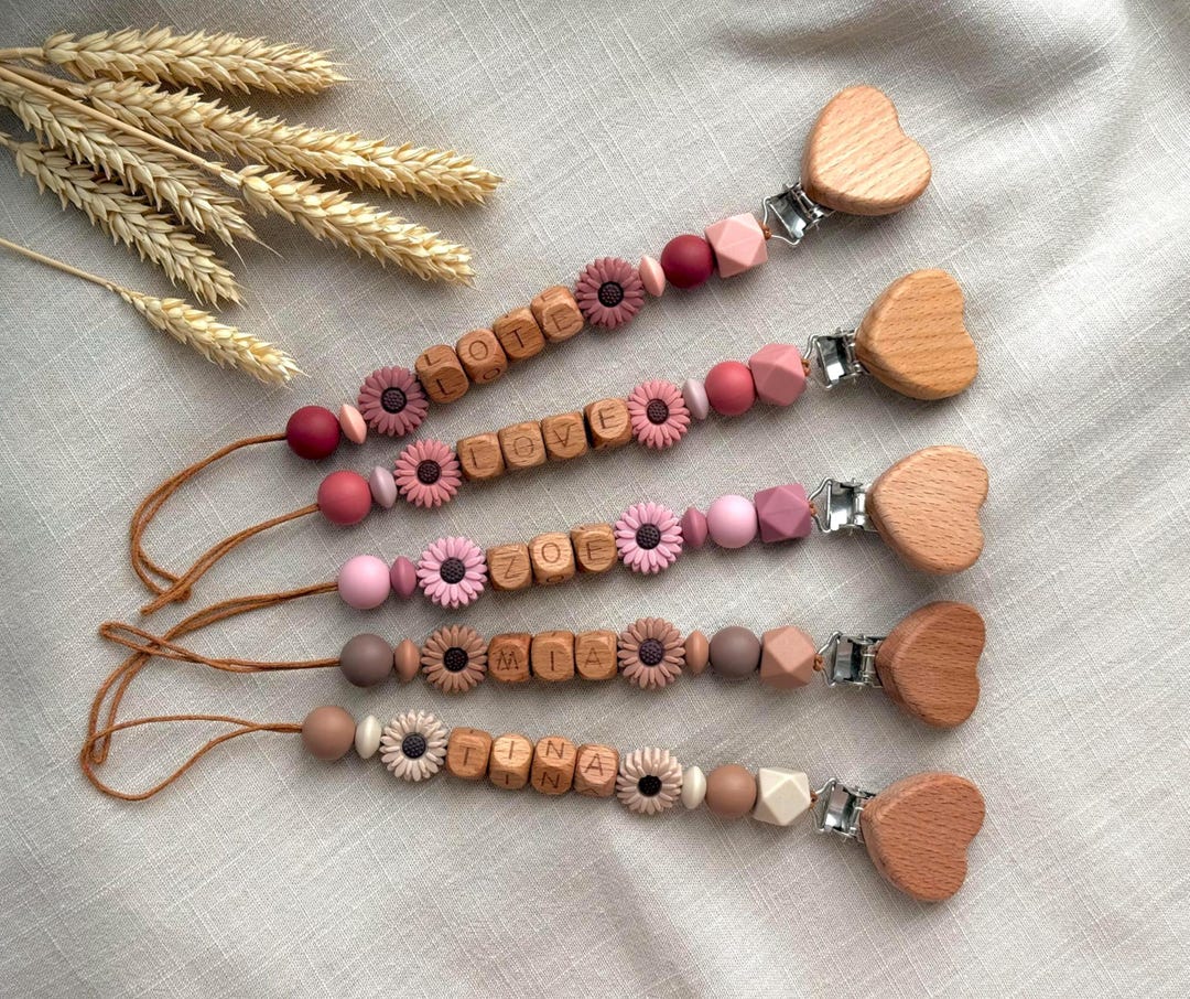 Personalized Pacifier Clip Heart Wood, Floral Baby Shower Gift Etsy — free download