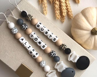 Pinza para chupete de leopardo personalizada: soporte de silicona para chupete de bebé