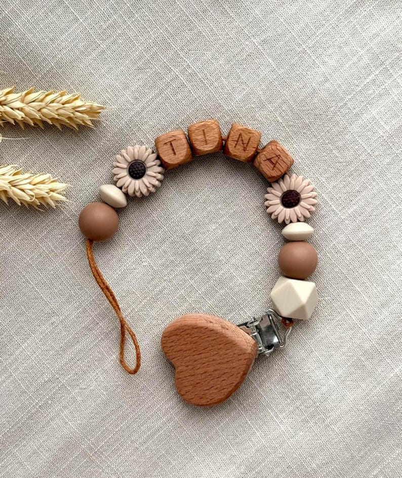Personalized Pacifier Clip Heart Wood, Floral Baby Shower Gift Etsy — free download