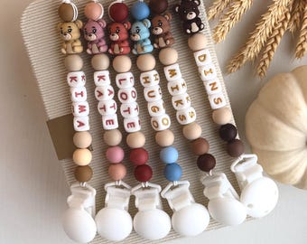 Cadena para chupete de bebé con clip de silicona personalizado