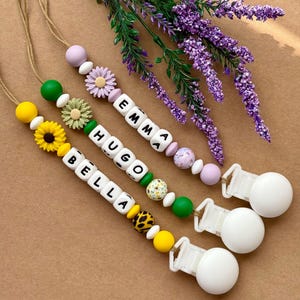 Personalized Baby Pacifier Clip: Floral Silicone Binky Clip, Newborn Gift
