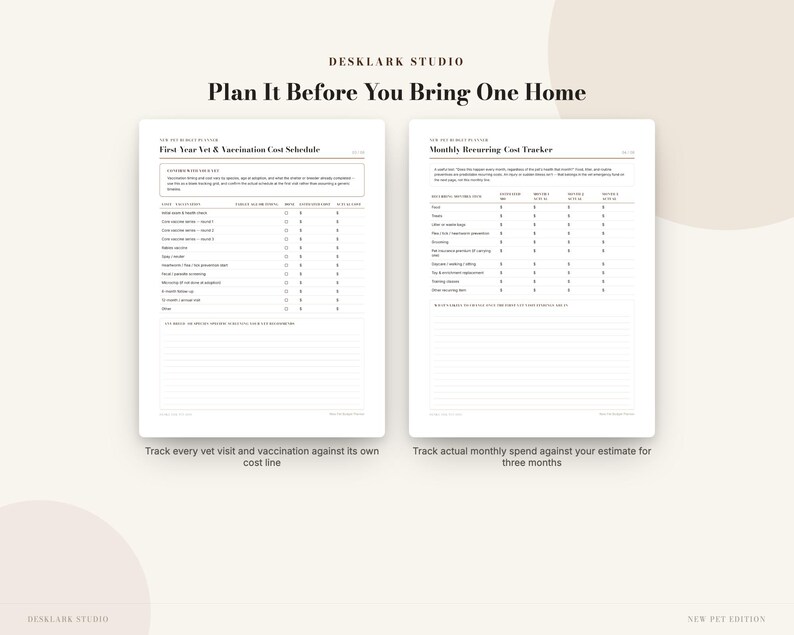 New Pet Budget Planner | First-Year Dog & Cat Cost Planner, Vet Schedule and Savings Printable | Instant Download PDF image 3