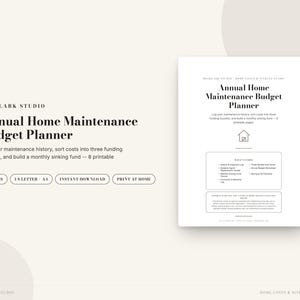 Annual Home Maintenance Budget Planner | Sinking Fund Tracker, Roof & Water Heater Age Log, Seasonal Checklist | Instant Download PDF image 1