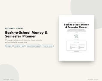 Student Semester Planner | Budget, Class Tracker, Roommate Splitter (Instant Download PDF)