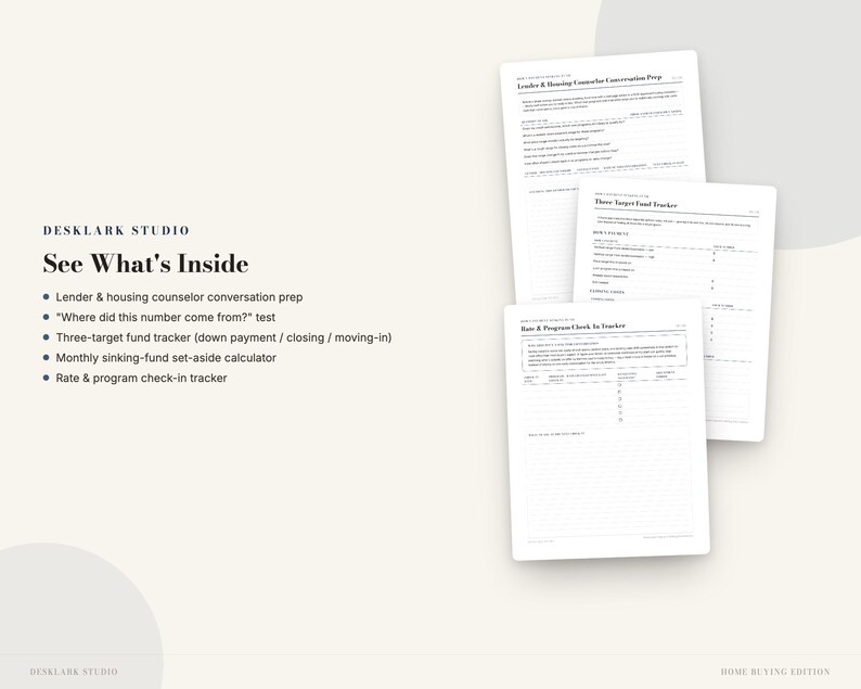 Home Down Payment Sinking Fund Planner | Down Payment Savings Tracker, Closing Cost & Moving Budget | Instant Download PDF image 2