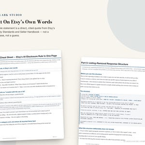 Etsy AI Disclosure Compliance Kit | Seller Policy Cheat Sheet & 8 Disclosure Templates | Instant Download PDF image 3