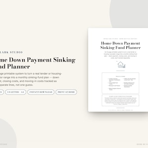 Home Down Payment Sinking Fund Planner | Down Payment Savings Tracker, Closing Cost & Moving Budget | Instant Download PDF image 1