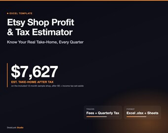 Etsy Shop Profit & Tax Estimator | Fee Calculator Excel Template (Google Sheets)