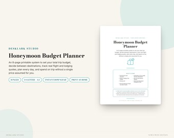 Honeymoon Budget Planner | Trip Itinerary Tracker, Travel Fund Savings, Newlywed Vacation Planner | Instant Download PDF