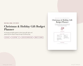 Christmas Budget Planner | Holiday Gift List, Shopping Tracker, Stocking Stuffer Budget, Secret Santa | Instant Download PDF
