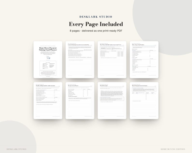 Home Down Payment Sinking Fund Planner | Down Payment Savings Tracker, Closing Cost & Moving Budget | Instant Download PDF image 5