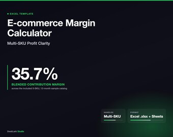E-commerce Margin Calculator | Multi-SKU Profit Tracker (Excel, Sheets)