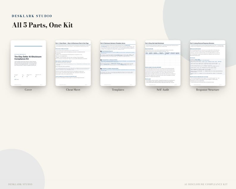 Etsy AI Disclosure Compliance Kit | Seller Policy Cheat Sheet & 8 Disclosure Templates | Instant Download PDF image 5