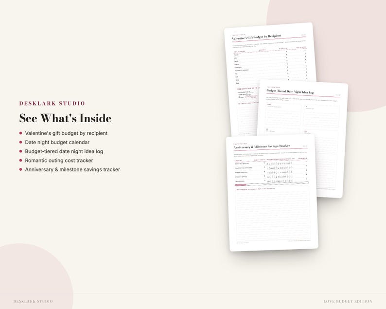 Valentines Day Budget Planner | Date Night Fund Tracker, Romantic Gift Budget, Anniversary Savings | Instant Download PDF image 2