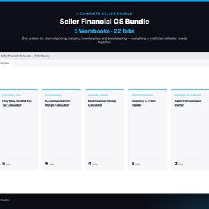 Complete Digital Seller Financial Operating System Bundle | Etsy Shopify Amazon Pricing Inventory Tax Bookkeeping Spreadsheets | Excel image 1