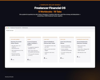 Freelancer Financial OS Bundle | 1099 Quarterly Tax Safe Harbor Schedule C Client Rate Cash Flow Runway Spreadsheets | Excel