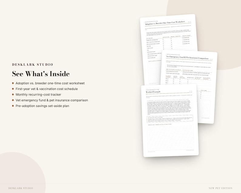 New Pet Budget Planner | First-Year Dog & Cat Cost Planner, Vet Schedule and Savings Printable | Instant Download PDF image 2