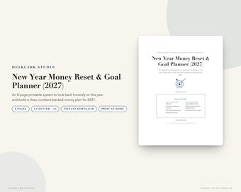 New Year Money Reset Planner 2027 | Financial Goal Tracker, Budget Reset, Debt Free Vision Board | Instant Download PDF
