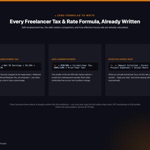 Freelancer Financial OS Bundle | 1099 Quarterly Tax Safe Harbor Schedule C Client Rate Cash Flow Runway Spreadsheets | Excel image 4