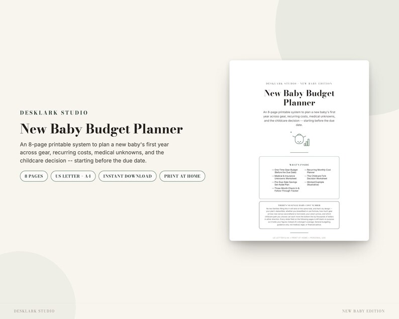 New Baby Budget Planner | First-Year Baby Cost Planner, Gear, Childcare & Savings Printable | Instant Download PDF image 1