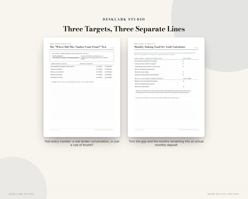 Home Down Payment Sinking Fund Planner | Down Payment Savings Tracker, Closing Cost & Moving Budget | Instant Download PDF image 3