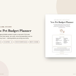 New Pet Budget Planner | First-Year Dog & Cat Cost Planner, Vet Schedule and Savings Printable | Instant Download PDF image 1