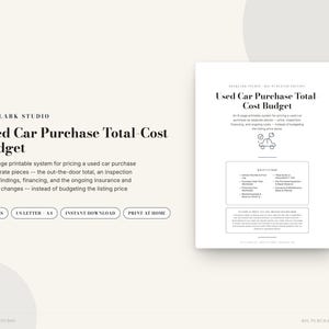 Used Car Purchase Total-Cost Budget | Out-the-Door Price Worksheet, Inspection & Financing Planner | Instant Download PDF image 1