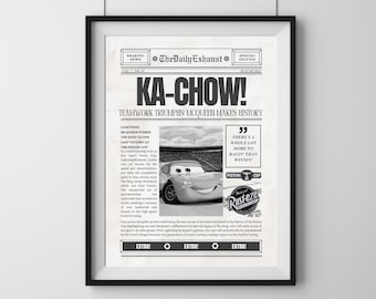 Póster de periódico de Cars / Rayo McQueen / Cars / Periódico / Habitación infantil
