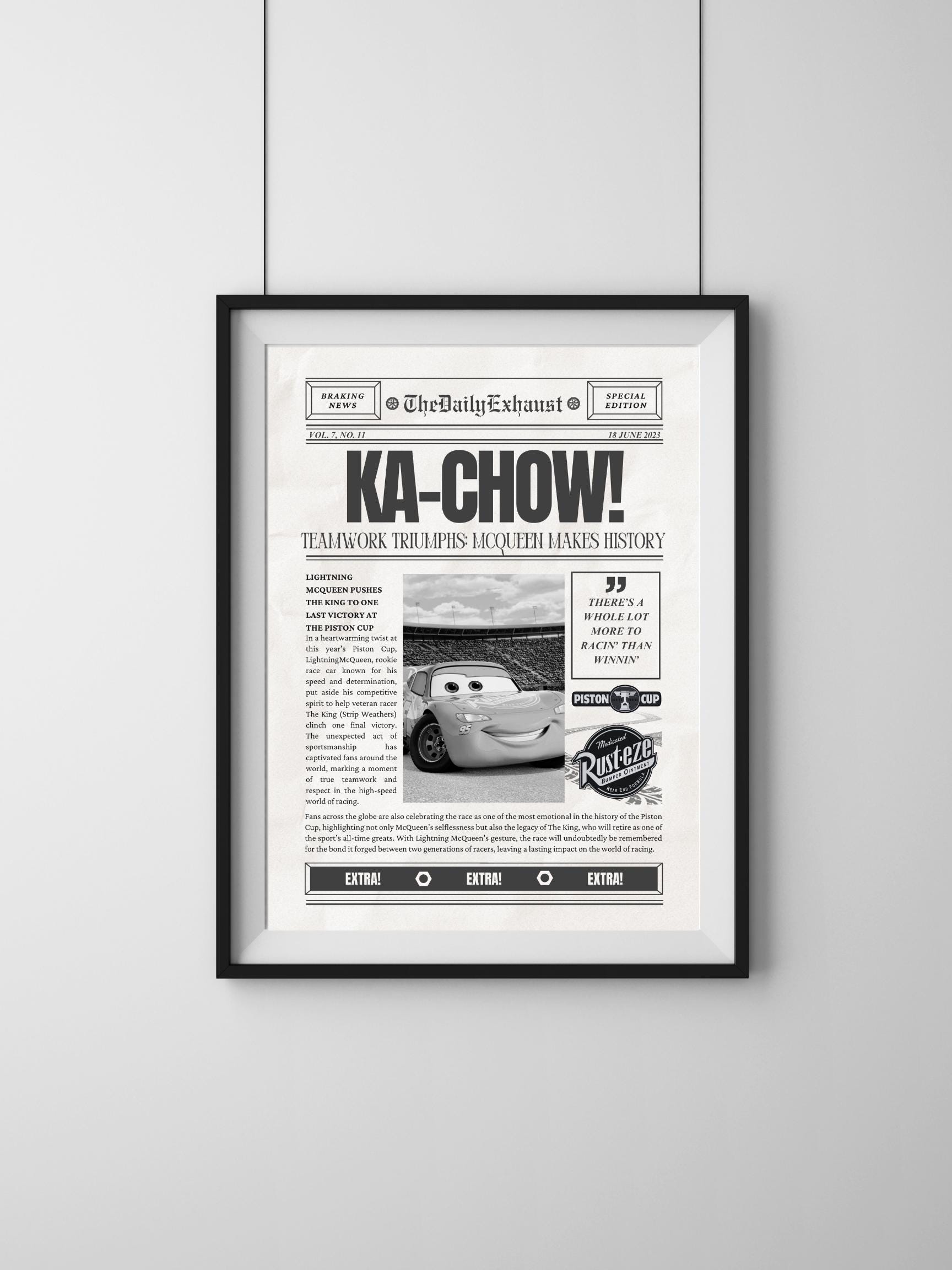 Lightening Mcqueen | Cars Newspaper Poster | Cars | Newspaper