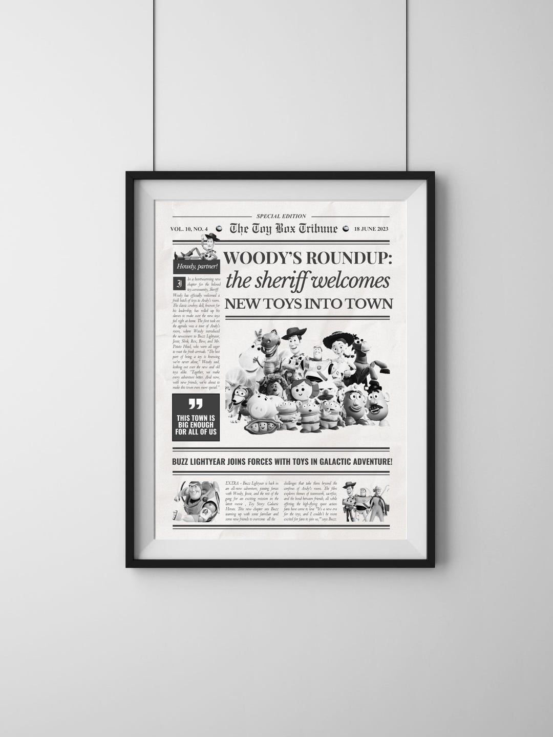 Toy Story | Toy Story Newspaper Poster | Disney | Newspaper | Kids Room ...