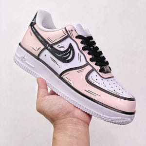 Custom sneakers,Pink Custom Anime Style Nike Air Force One, handmade with wash-resistant protection, unique and stylish — perfect as a gift.