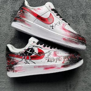 Custom sneakers,Paint Red art Nike Air Force One, handmade with wash-resistant protection, Unique and Perfect for birthday Gift,
