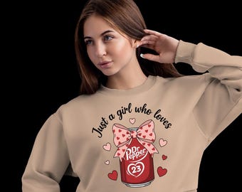 Just a Girl Who Loves Dr Pepper PNG, Cute Soda Can Design, Valentine Drink Art, Retro Soft Drink Graphic, Instant Download
