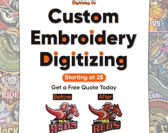 Digitalização de bordados personalizados, serviço de digitalização de logotipos, digitalização de bordados, conversão de imagem em arquivo de bordado, digitalização personalizada