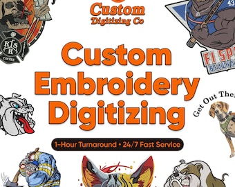 Serviço personalizado de digitalização de bordados, logotipo para arquivo DST PES VP3 EXP.