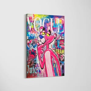 Affiche pop art graffiti Banksy panthère rose, Pop Art style Banksy, Pop Art panthère rose, art mural street graffiti, cadeau panthère rose